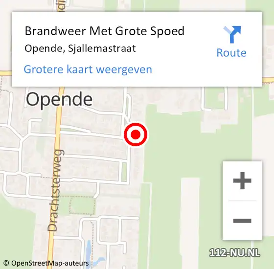 Locatie op kaart van de 112 melding: Brandweer Met Grote Spoed Naar Opende, Sjallemastraat op 6 december 2021 16:57