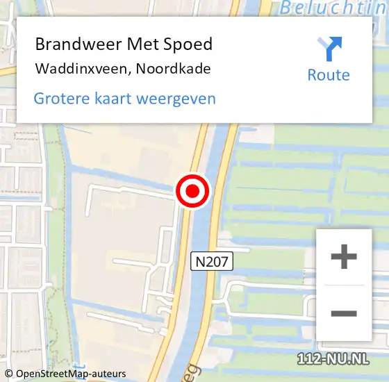 Locatie op kaart van de 112 melding: Brandweer Met Spoed Naar Waddinxveen, Noordkade op 1 juli 2014 14:18