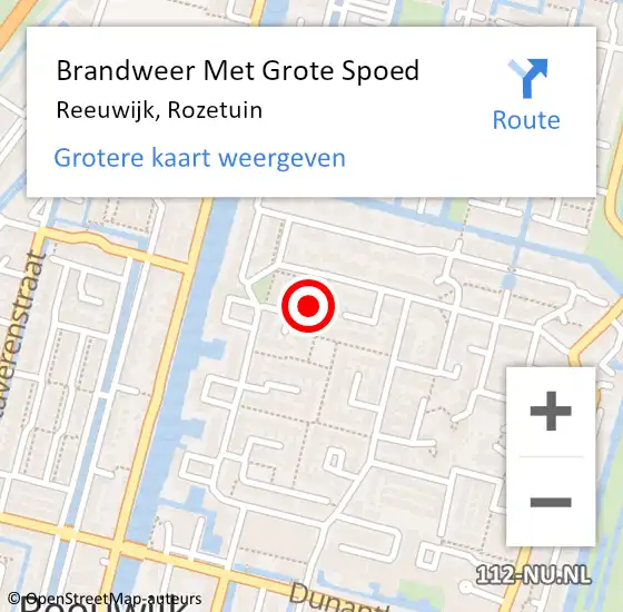 Locatie op kaart van de 112 melding: Brandweer Met Grote Spoed Naar Reeuwijk, Rozetuin op 1 juli 2014 14:19