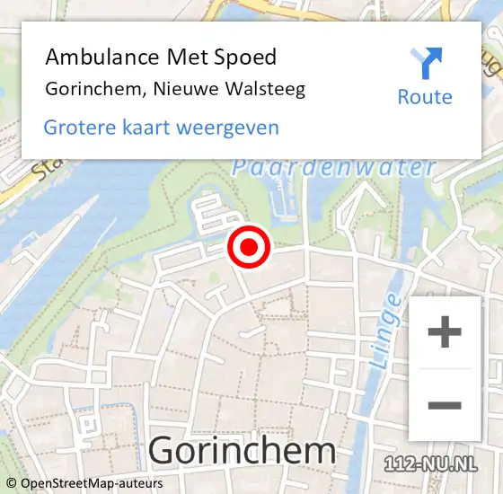 Locatie op kaart van de 112 melding: Ambulance Met Spoed Naar Gorinchem, Nieuwe Walsteeg op 6 december 2021 17:05