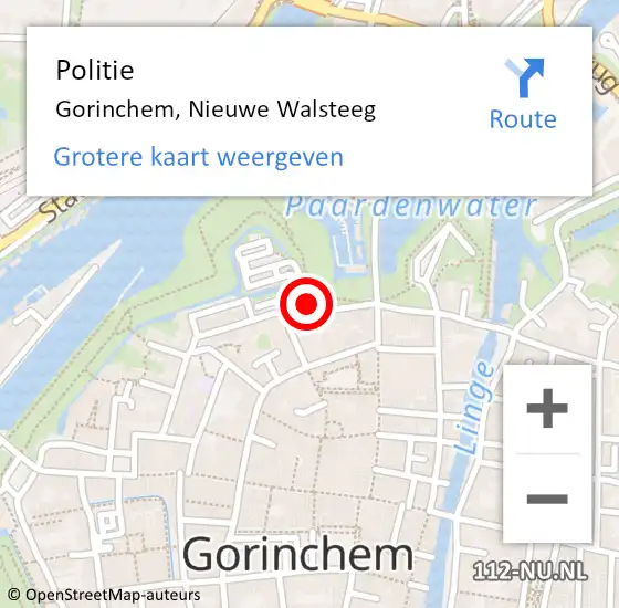 Locatie op kaart van de 112 melding: Politie Gorinchem, Nieuwe Walsteeg op 6 december 2021 17:05