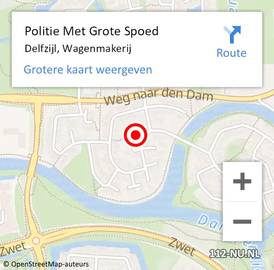 Locatie op kaart van de 112 melding: Politie Met Grote Spoed Naar Delfzijl, Wagenmakerij op 6 december 2021 17:05