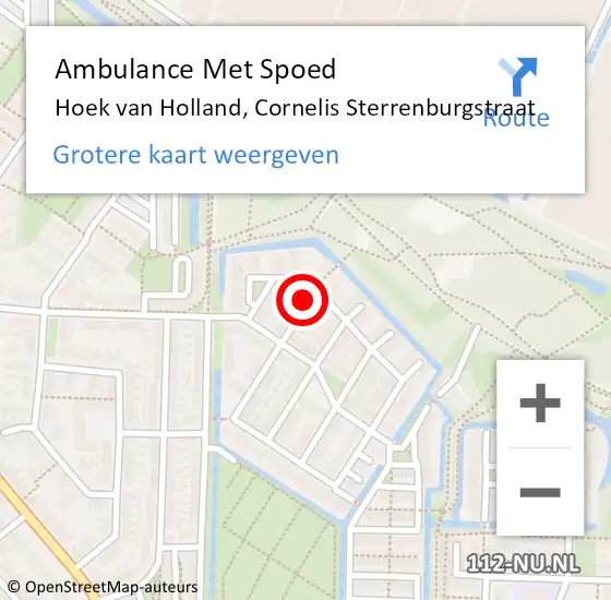 Locatie op kaart van de 112 melding: Ambulance Met Spoed Naar Hoek van Holland, Cornelis Sterrenburgstraat op 6 december 2021 17:10