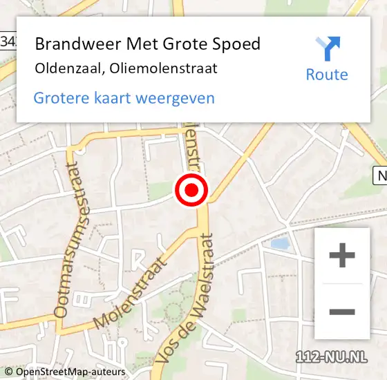 Locatie op kaart van de 112 melding: Brandweer Met Grote Spoed Naar Oldenzaal, Oliemolenstraat op 6 december 2021 17:30