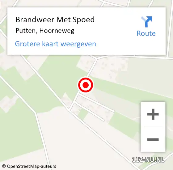 Locatie op kaart van de 112 melding: Brandweer Met Spoed Naar Putten, Hoorneweg op 6 december 2021 17:42