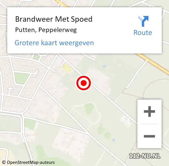 Locatie op kaart van de 112 melding: Brandweer Met Spoed Naar Putten, Peppelerweg op 6 december 2021 17:45