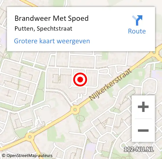 Locatie op kaart van de 112 melding: Brandweer Met Spoed Naar Putten, Spechtstraat op 6 december 2021 17:46