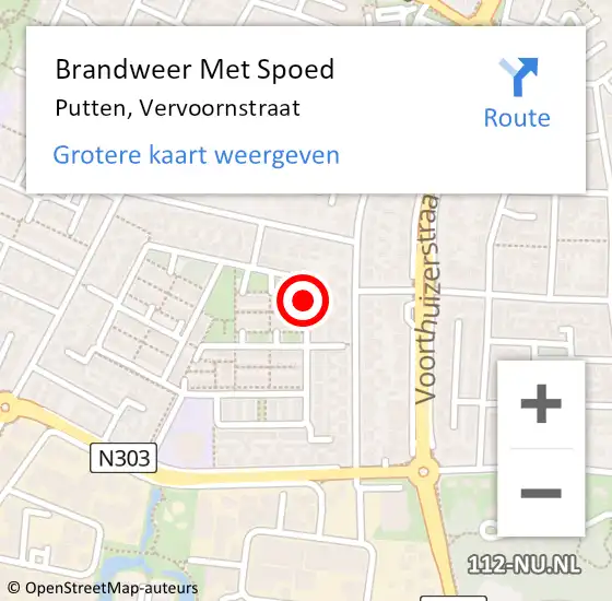 Locatie op kaart van de 112 melding: Brandweer Met Spoed Naar Putten, Vervoornstraat op 6 december 2021 17:48