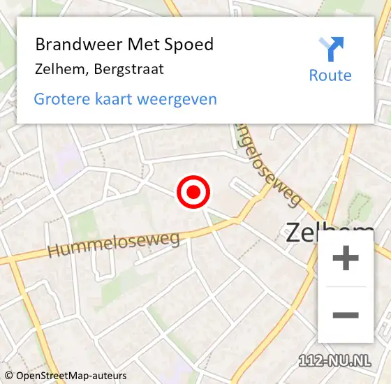 Locatie op kaart van de 112 melding: Brandweer Met Spoed Naar Zelhem, Bergstraat op 6 december 2021 17:50