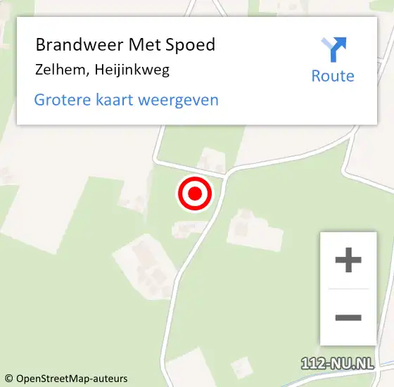 Locatie op kaart van de 112 melding: Brandweer Met Spoed Naar Zelhem, Heijinkweg op 6 december 2021 17:51