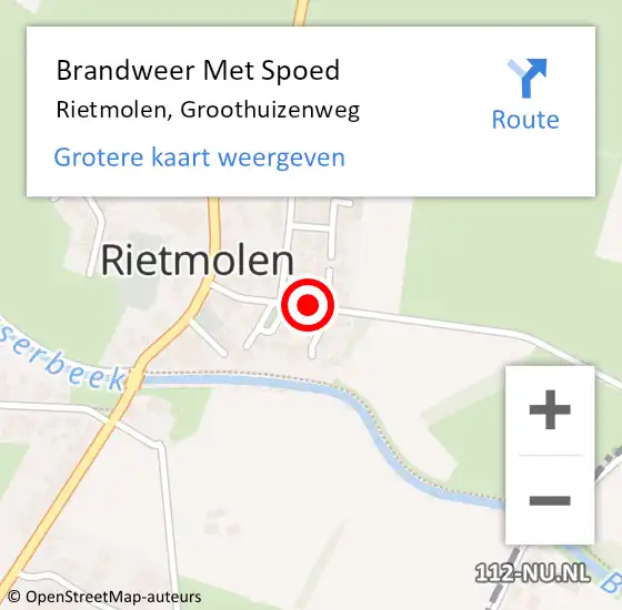Locatie op kaart van de 112 melding: Brandweer Met Spoed Naar Rietmolen, Groothuizenweg op 6 december 2021 17:51