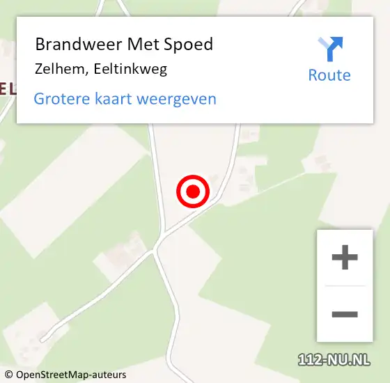 Locatie op kaart van de 112 melding: Brandweer Met Spoed Naar Zelhem, Eeltinkweg op 6 december 2021 17:52