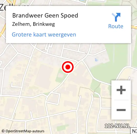 Locatie op kaart van de 112 melding: Brandweer Geen Spoed Naar Zelhem, Brinkweg op 6 december 2021 17:56