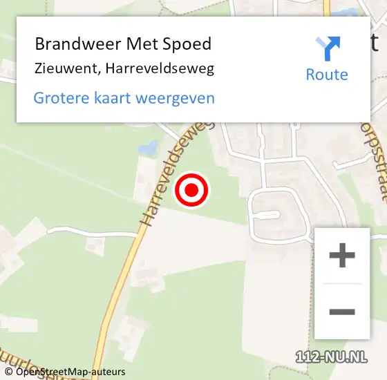 Locatie op kaart van de 112 melding: Brandweer Met Spoed Naar Zieuwent, Harreveldseweg op 6 december 2021 17:58