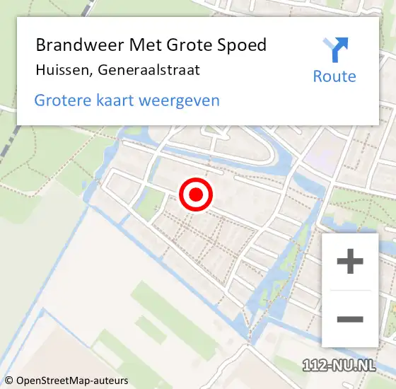 Locatie op kaart van de 112 melding: Brandweer Met Grote Spoed Naar Huissen, Generaalstraat op 6 december 2021 18:12