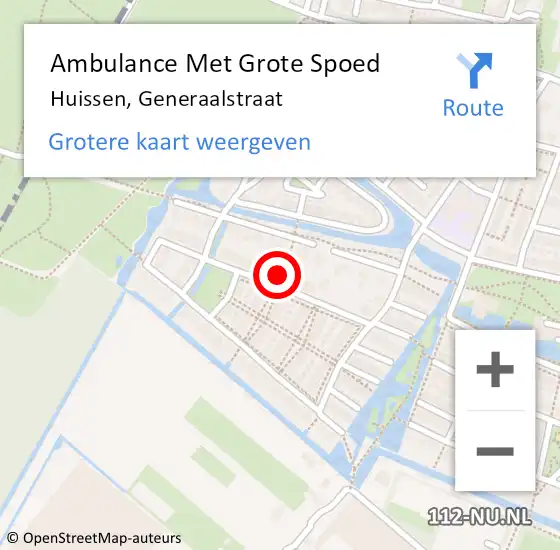 Locatie op kaart van de 112 melding: Ambulance Met Grote Spoed Naar Huissen, Generaalstraat op 6 december 2021 18:12