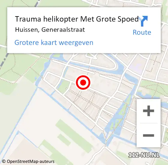 Locatie op kaart van de 112 melding: Trauma helikopter Met Grote Spoed Naar Huissen, Generaalstraat op 6 december 2021 18:14