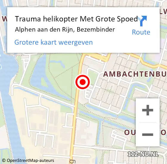 Locatie op kaart van de 112 melding: Trauma helikopter Met Grote Spoed Naar Alphen aan den Rijn, Bezembinder op 6 december 2021 18:26