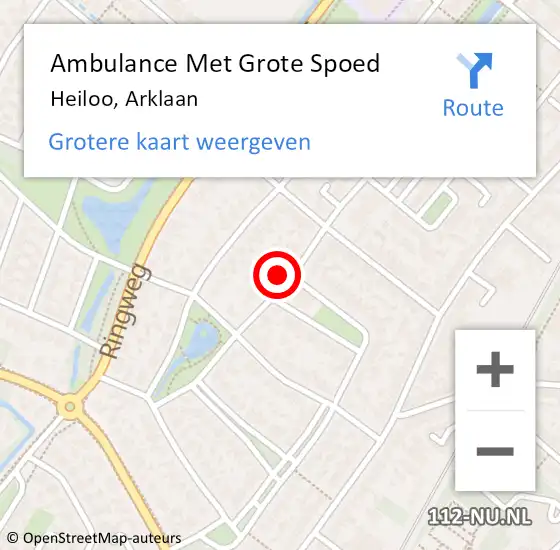 Locatie op kaart van de 112 melding: Ambulance Met Grote Spoed Naar Heiloo, Arklaan op 6 december 2021 18:39