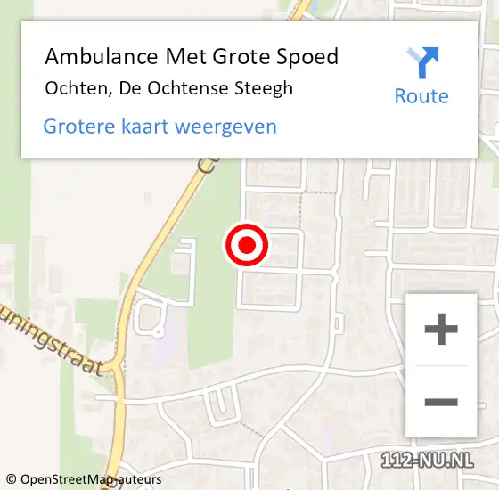 Locatie op kaart van de 112 melding: Ambulance Met Grote Spoed Naar Ochten, De Ochtense Steegh op 6 december 2021 18:43