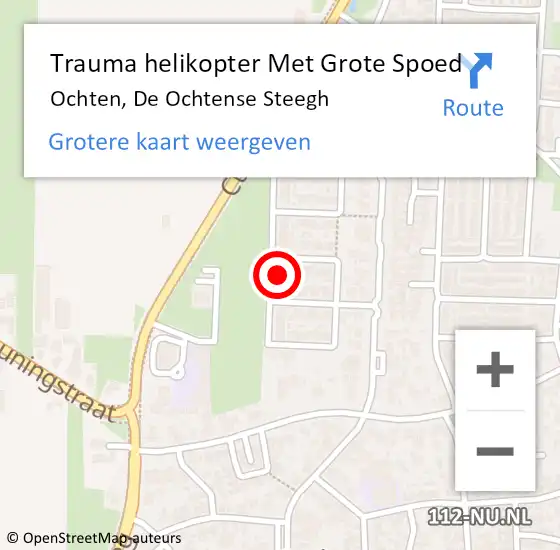 Locatie op kaart van de 112 melding: Trauma helikopter Met Grote Spoed Naar Ochten, De Ochtense Steegh op 6 december 2021 18:47