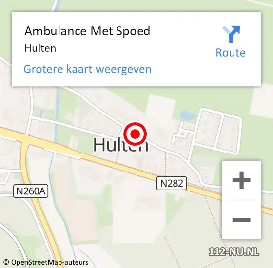 Locatie op kaart van de 112 melding: Ambulance Met Spoed Naar Hulten op 6 december 2021 19:24