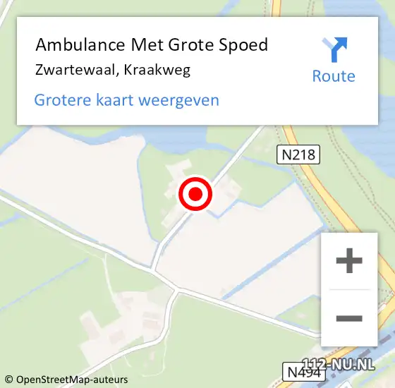 Locatie op kaart van de 112 melding: Ambulance Met Grote Spoed Naar Zwartewaal, Kraakweg op 6 december 2021 19:42