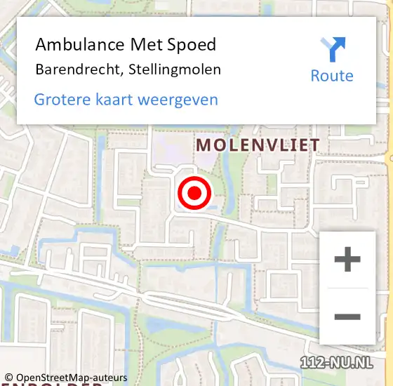 Locatie op kaart van de 112 melding: Ambulance Met Spoed Naar Barendrecht, Stellingmolen op 6 december 2021 19:59