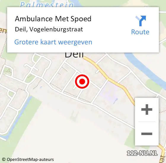 Locatie op kaart van de 112 melding: Ambulance Met Spoed Naar Deil, Palmesteynstraat op 6 december 2021 20:14