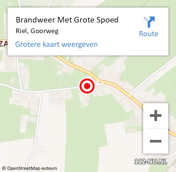 Locatie op kaart van de 112 melding: Brandweer Met Grote Spoed Naar Riel, Goorweg op 1 juli 2014 14:28