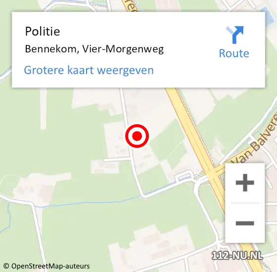 Locatie op kaart van de 112 melding: Politie Bennekom, Vier-Morgenweg op 6 december 2021 20:17