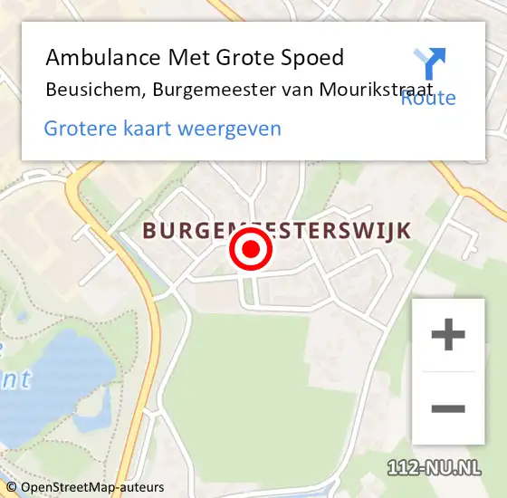 Locatie op kaart van de 112 melding: Ambulance Met Grote Spoed Naar Beusichem, Burgemeester van Mourikstraat op 6 december 2021 20:17