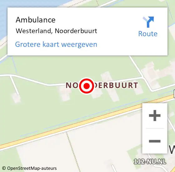 Locatie op kaart van de 112 melding: Ambulance Westerland, Noorderbuurt op 6 december 2021 21:22