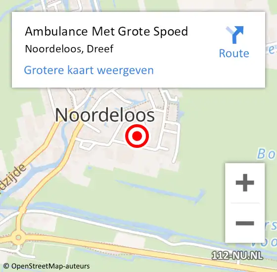 Locatie op kaart van de 112 melding: Ambulance Met Grote Spoed Naar Noordeloos, Dreef op 6 december 2021 21:46