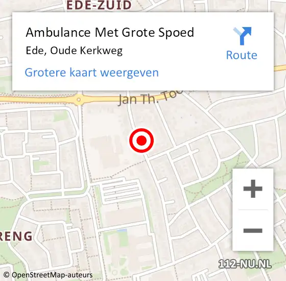 Locatie op kaart van de 112 melding: Ambulance Met Grote Spoed Naar Ede, Oude Kerkweg op 6 december 2021 22:00