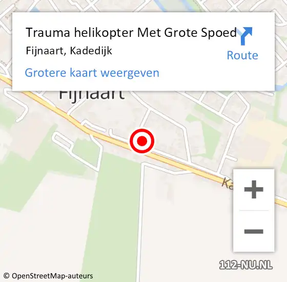 Locatie op kaart van de 112 melding: Trauma helikopter Met Grote Spoed Naar Fijnaart, Kadedijk op 6 december 2021 22:02
