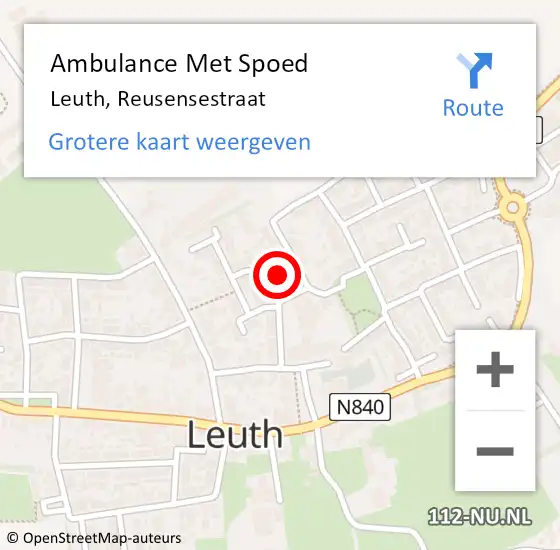 Locatie op kaart van de 112 melding: Ambulance Met Spoed Naar Leuth, Reusensestraat op 6 december 2021 22:26