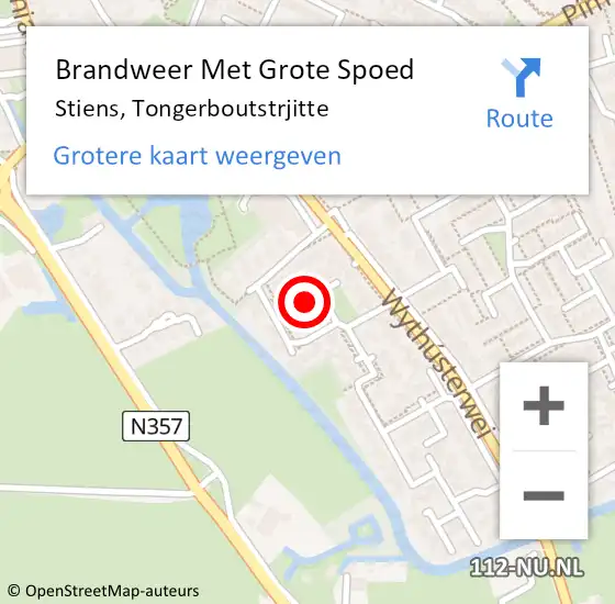 Locatie op kaart van de 112 melding: Brandweer Met Grote Spoed Naar Stiens, Tongerboutstrjitte op 6 december 2021 22:58