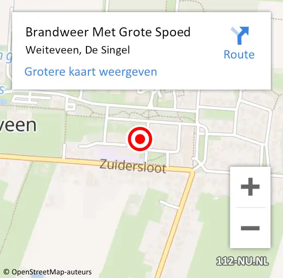 Locatie op kaart van de 112 melding: Brandweer Met Grote Spoed Naar Weiteveen, De Singel op 1 juli 2014 14:34