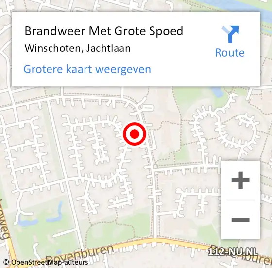 Locatie op kaart van de 112 melding: Brandweer Met Grote Spoed Naar Winschoten, Jachtlaan op 6 december 2021 23:29