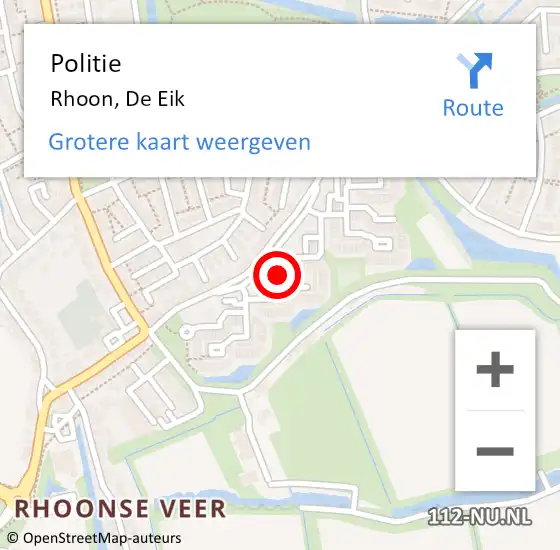 Locatie op kaart van de 112 melding: Politie Rhoon, De Eik op 6 december 2021 23:32