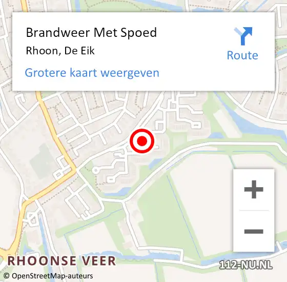 Locatie op kaart van de 112 melding: Brandweer Met Spoed Naar Rhoon, De Eik op 6 december 2021 23:33