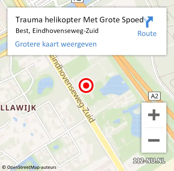 Locatie op kaart van de 112 melding: Trauma helikopter Met Grote Spoed Naar Best, Eindhovenseweg-Zuid op 6 december 2021 23:49