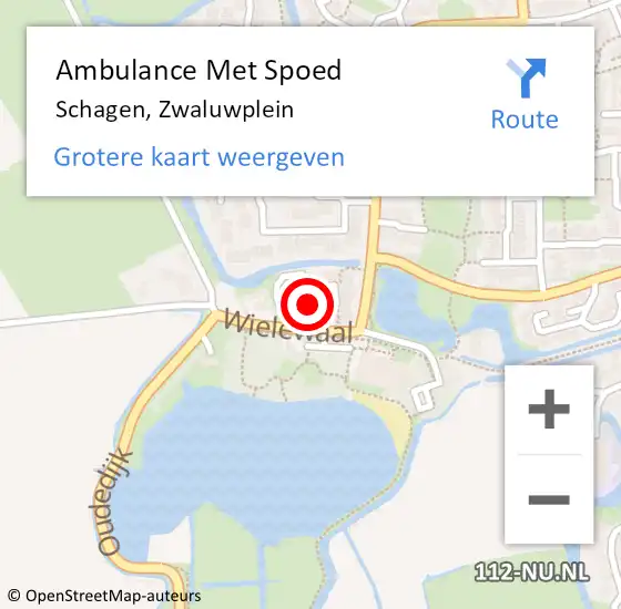 Locatie op kaart van de 112 melding: Ambulance Met Spoed Naar Schagen, Zwaluwplein op 6 december 2021 23:52