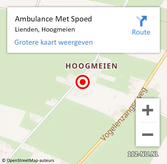 Locatie op kaart van de 112 melding: Ambulance Met Spoed Naar Lienden, Hoogmeien op 6 december 2021 23:53