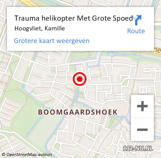 Locatie op kaart van de 112 melding: Trauma helikopter Met Grote Spoed Naar Hoogvliet, Kamille op 7 december 2021 01:21