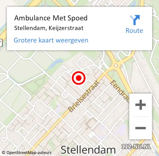 Locatie op kaart van de 112 melding: Ambulance Met Spoed Naar Stellendam, Keijzerstraat op 7 december 2021 01:42