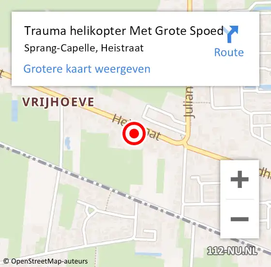 Locatie op kaart van de 112 melding: Trauma helikopter Met Grote Spoed Naar Sprang-Capelle, Heistraat op 7 december 2021 03:21