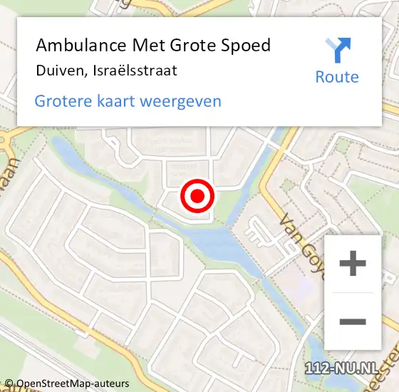 Locatie op kaart van de 112 melding: Ambulance Met Grote Spoed Naar Duiven, Israëlsstraat op 7 december 2021 03:23