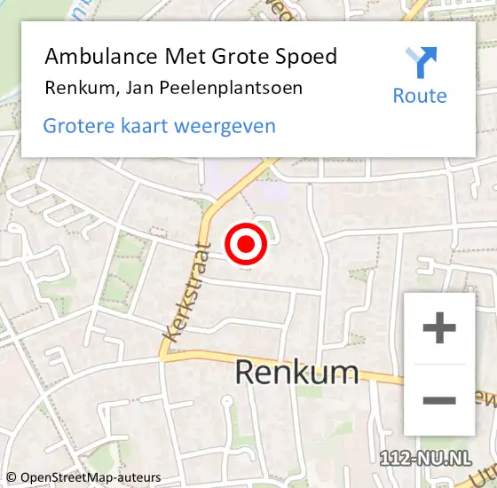 Locatie op kaart van de 112 melding: Ambulance Met Grote Spoed Naar Renkum, Jan Peelenplantsoen op 7 december 2021 05:14